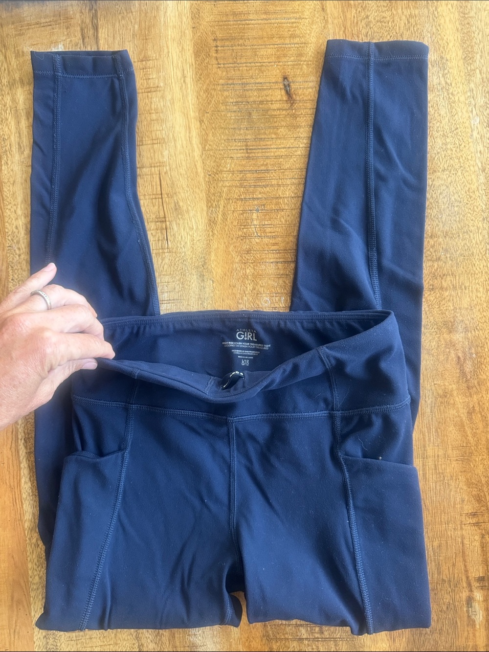 Athleta G!RL Navy Performance Leggings with Side Pockets
